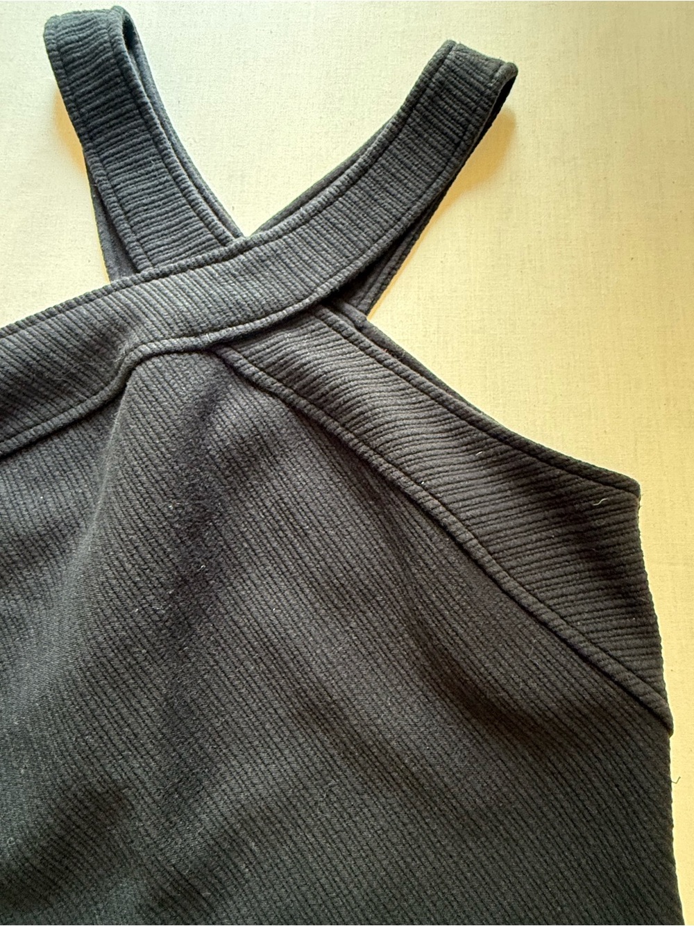 By Anthropologie Black Ribbed Criss Cross Halter Neck Tank Top Textured Small